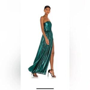 RETROFETE Gown Size M Strapless Emerald Green Lame Dress
